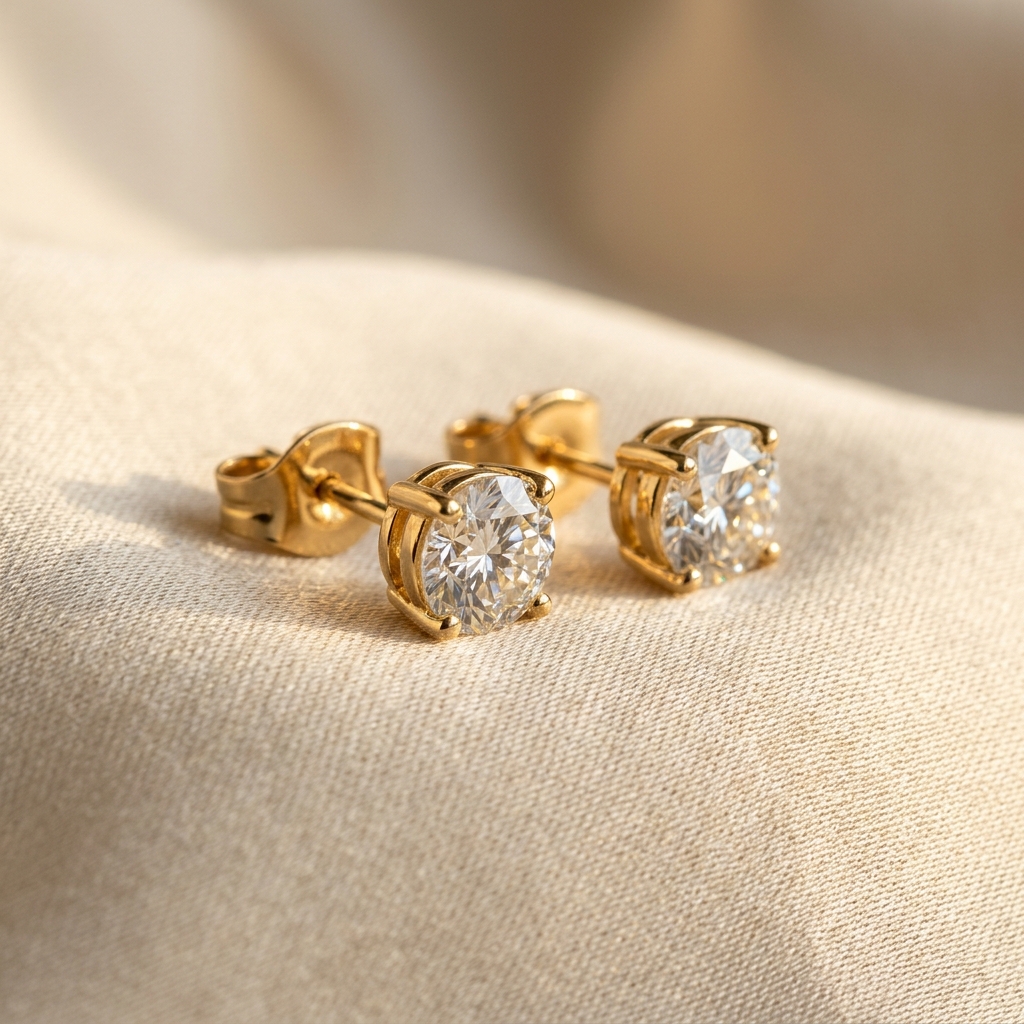 Classic Gold & Diamond Stud Earrings